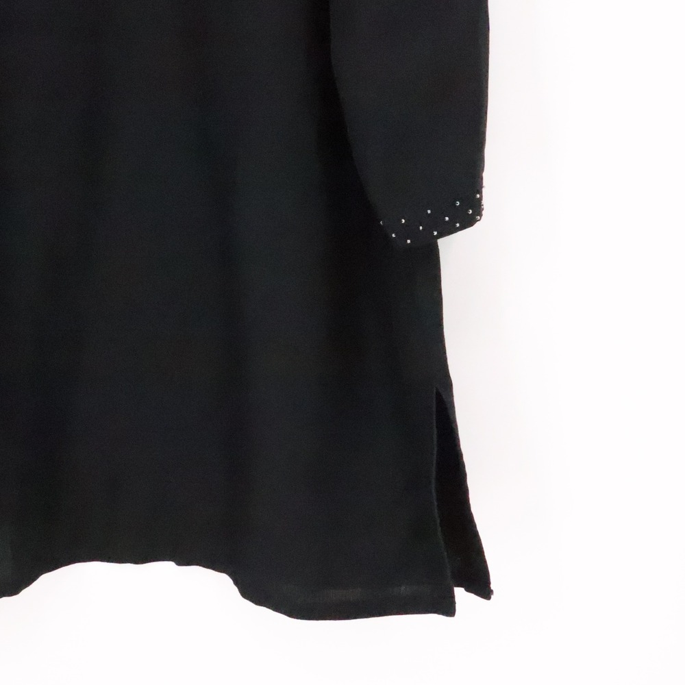 Maggie Barnes Black Linen Blend Tunic Top‎ Embroidered Beaded Plus Size  1X - Picture 9 of 11